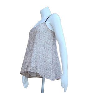Deletta Anthro Textured Shimmer Tank Top XS Leather Trapeze Strapless Crochet